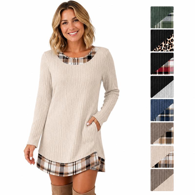 The Cozy Plaid Sweater Dress